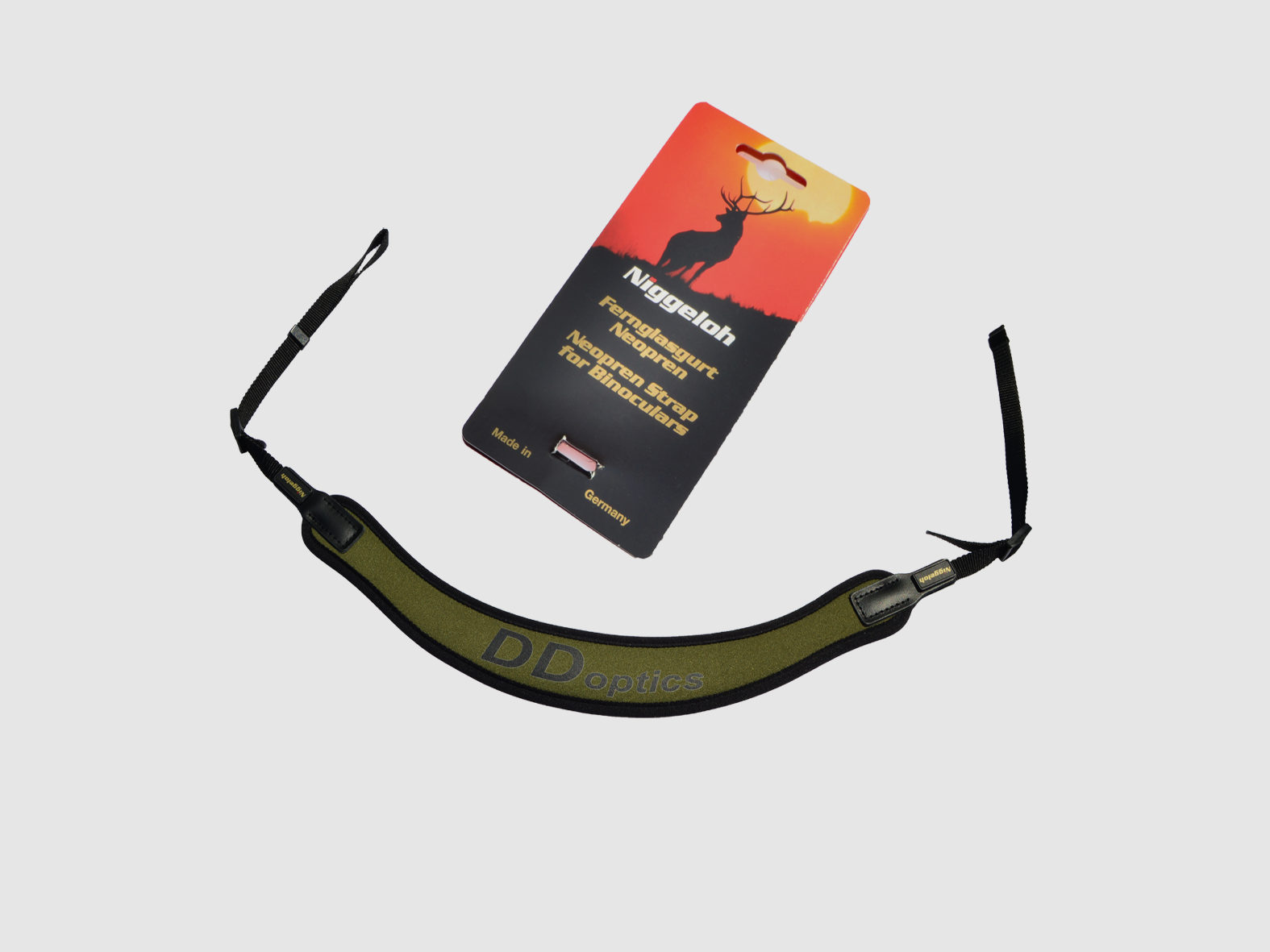 DDoptics binocular neoprene carrying strap / neck cord Green, image 1 of 2