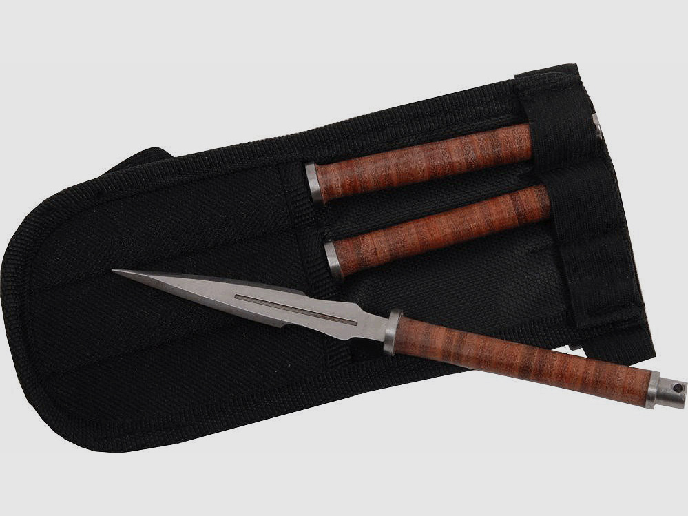 Kunai throwing knife set with double-edged blade