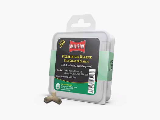 Feltrini Ballistol Classic per pulizia canne 60 pz cal. 6,35/6,5/.243