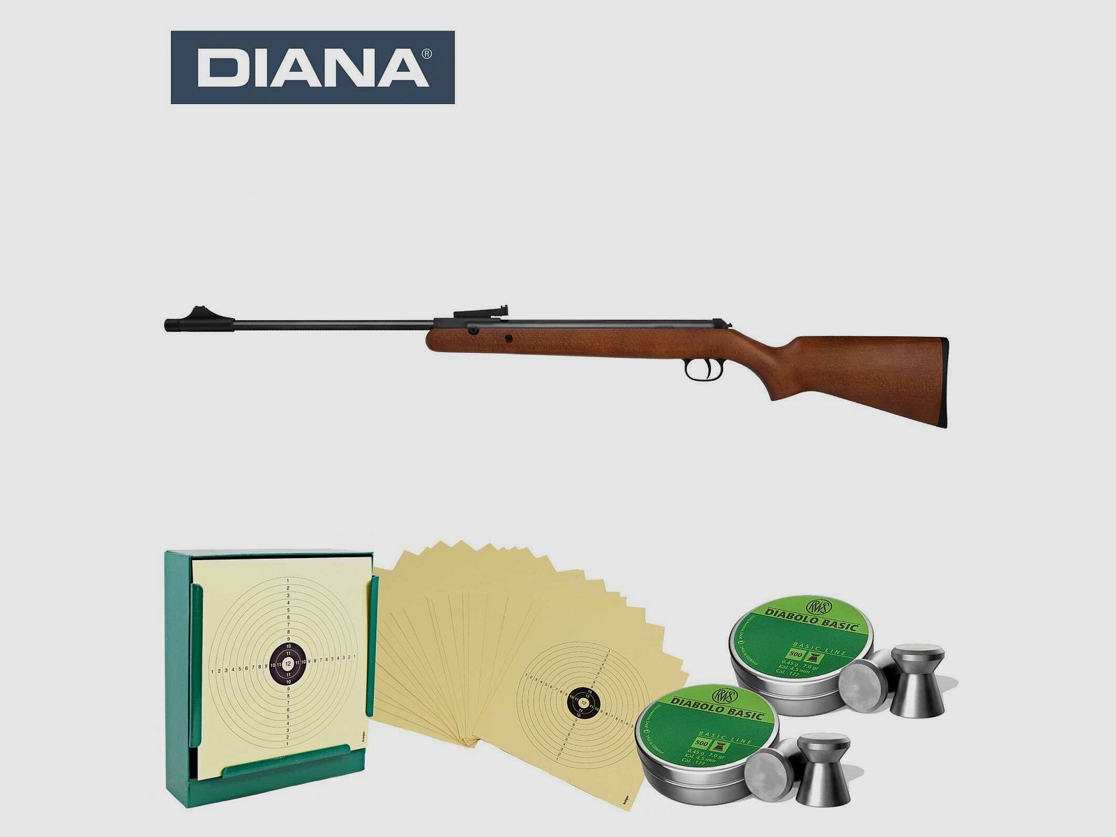 SET Diana 34 EMS Classic Knicklauf Luftgewehr Kaliber 4,5 mm Diabolo (P18) + Kugelfang