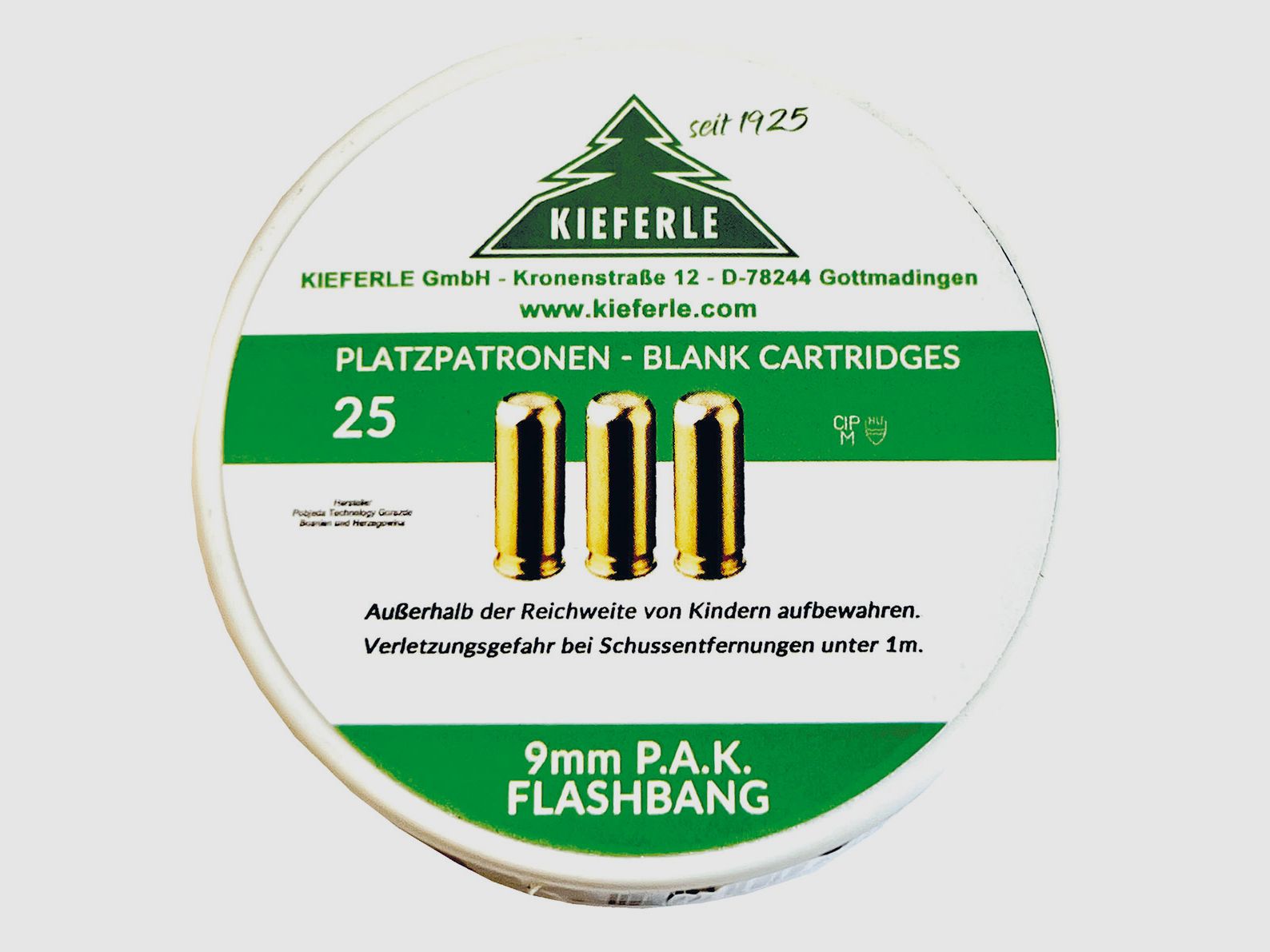 Cartuchos de fogueo calibre 9mm P.A.K. para pistolas