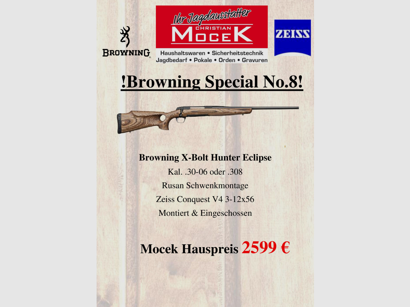 Browning X-Bolt Hunter Eclipse, mit Zeiss Conquest V4 3-12x56
