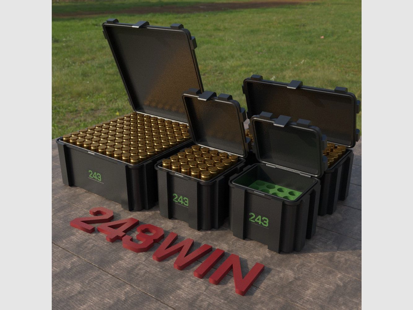 Filamelt caja de municiones / Ammo Box .243 Win - caja de cartuchos 'tapa abatible' - 20 / 25 / 50 / 100 rondas