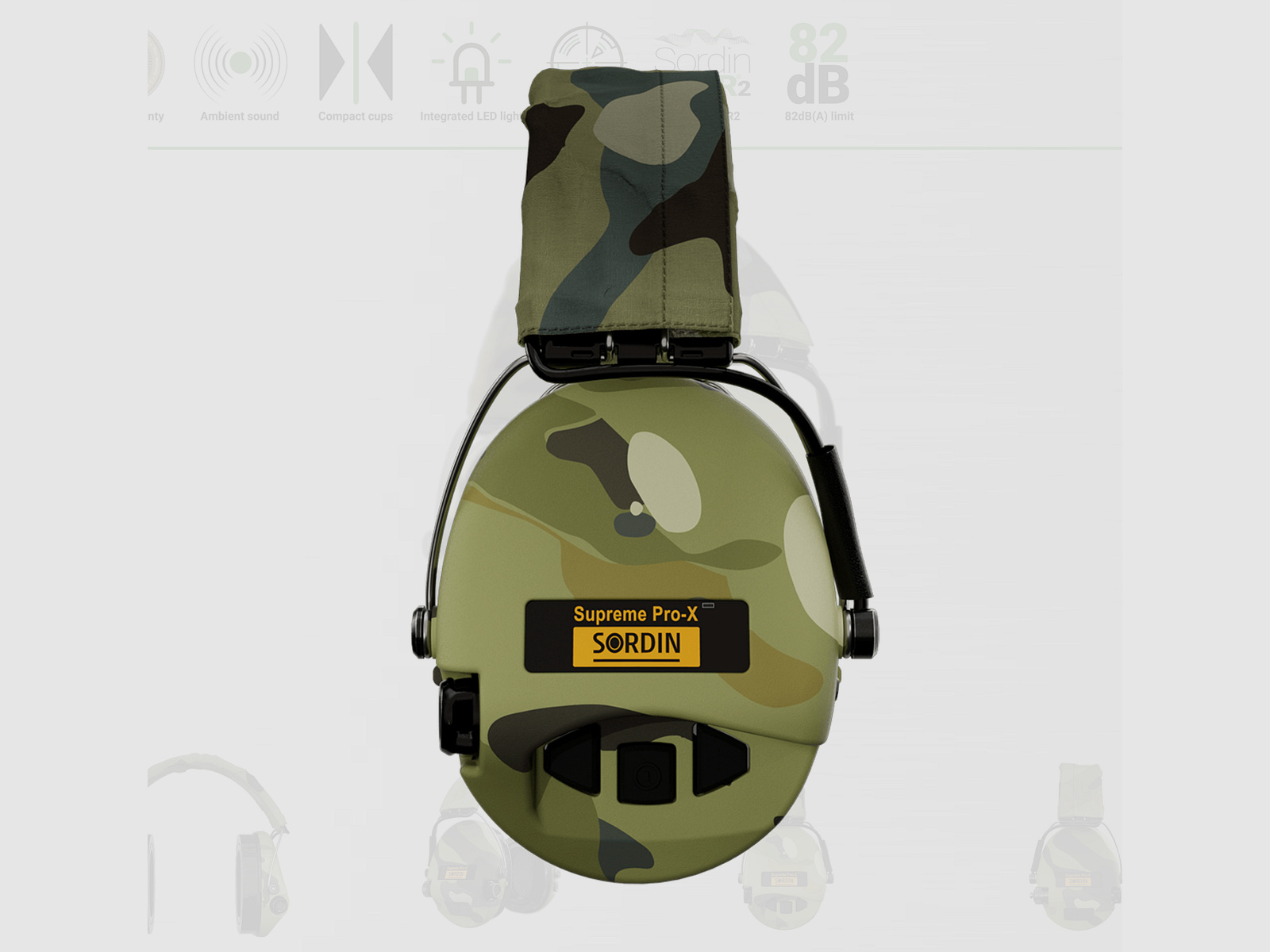 Sordin 75302-X-08-S Electronic Hearing Protection Supreme Camo Pro X LED Headband