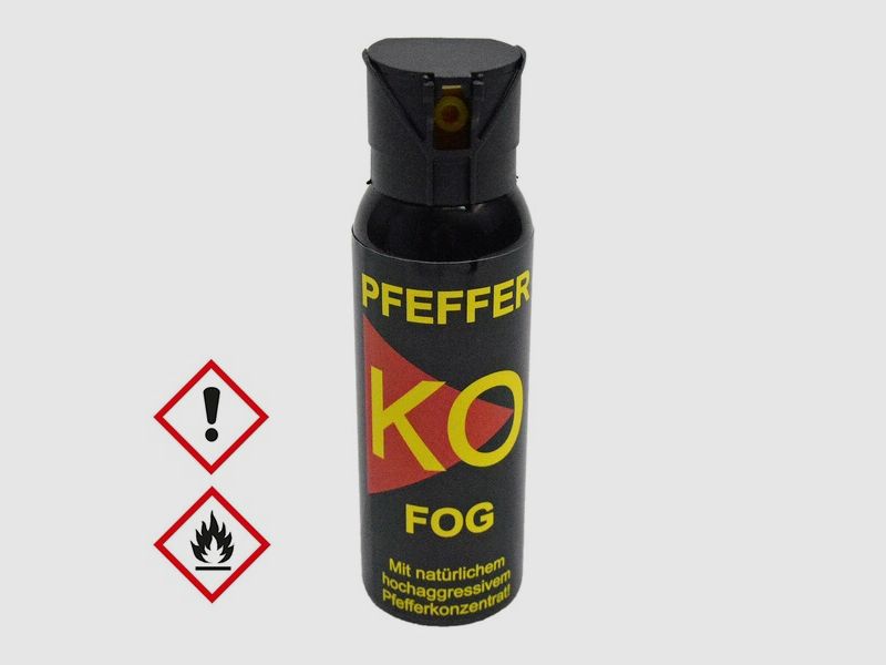 100ml Hochw. Pfefferspray K.O. FOG Sprühnebel – 11 % OC / 2,5 Mio. Scoville v. Ballistol - Abwehr