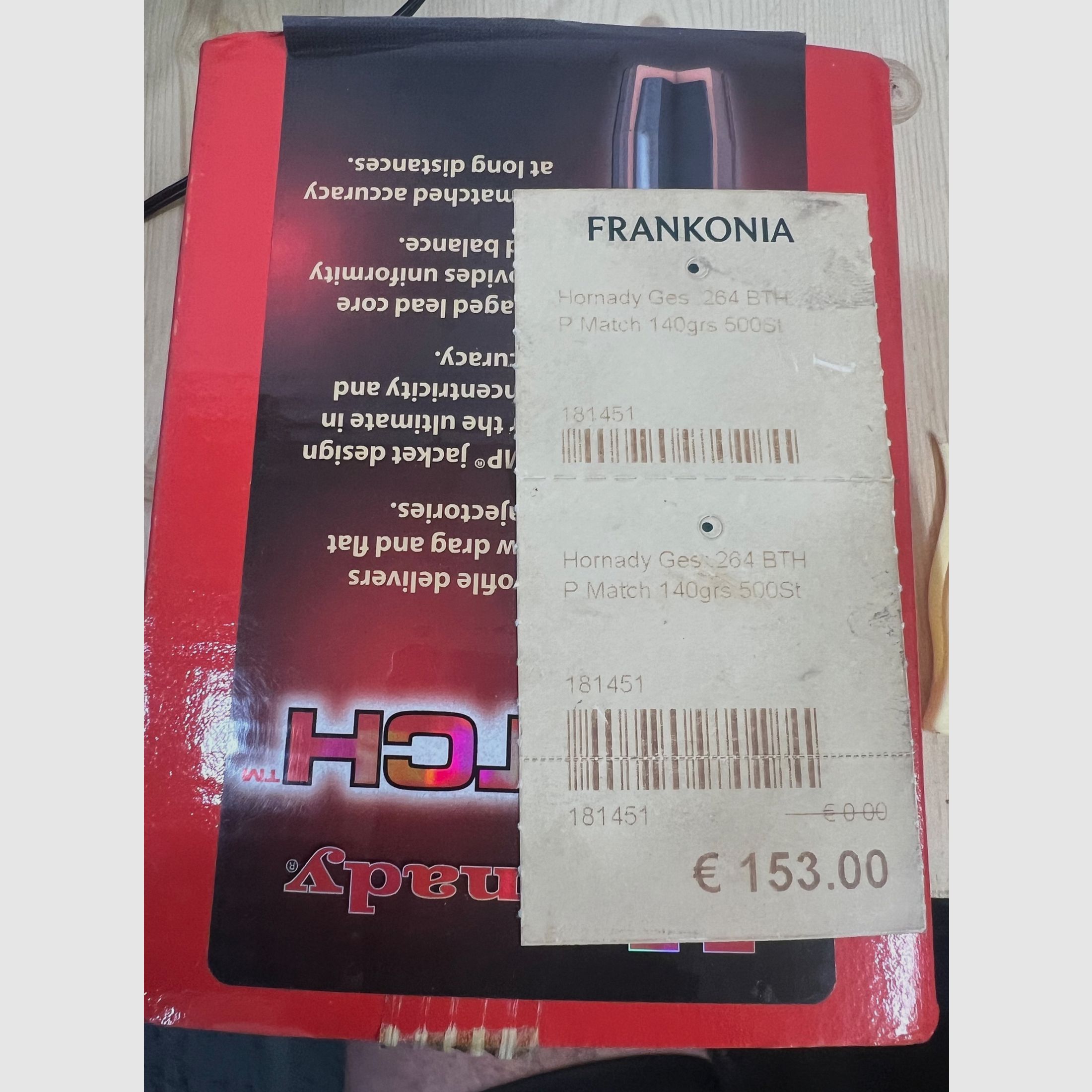 Hornady Geschosse 500 Stück MATCH™ l 6.5mm 264" 140 gr BTHP, Bild 2 von 2