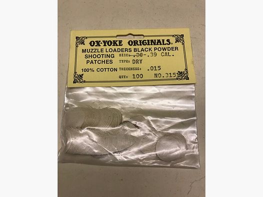 Schusspflaster Vorderlader Kal. .30-.39 Ø 22mm Stärke 0,31mm 0,015inch OxYoke