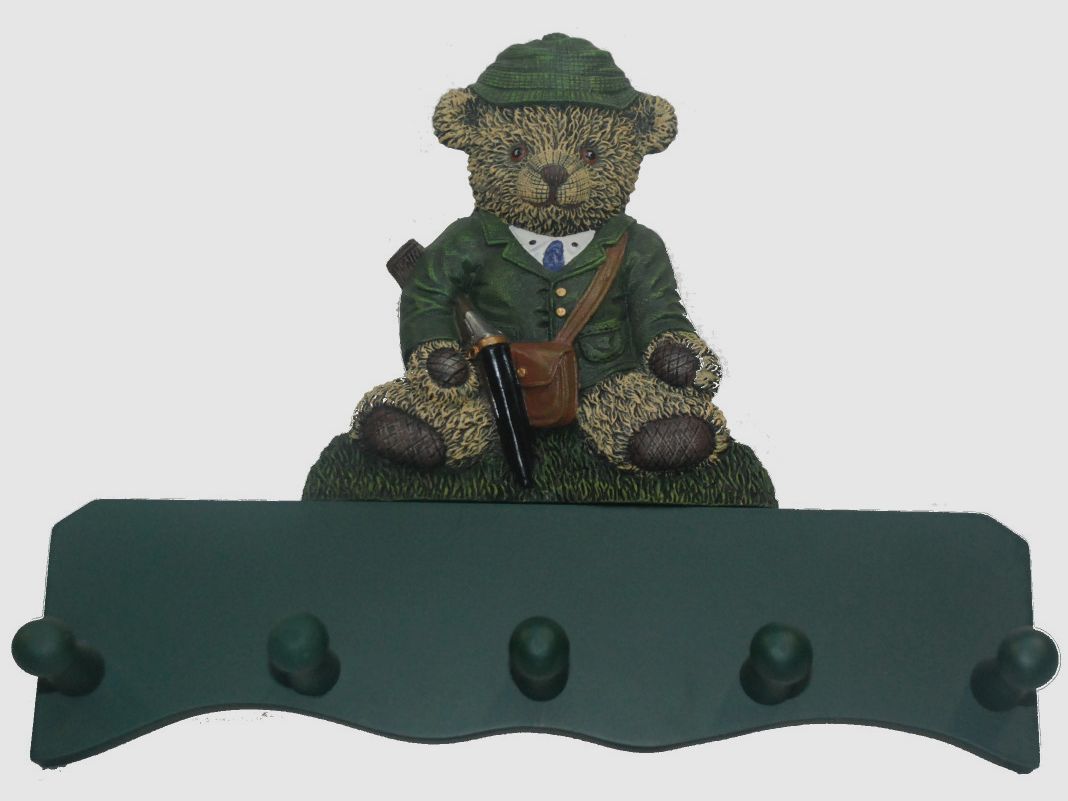 'Sir Teddy' 5 Wandkleiderhaken auf Brett