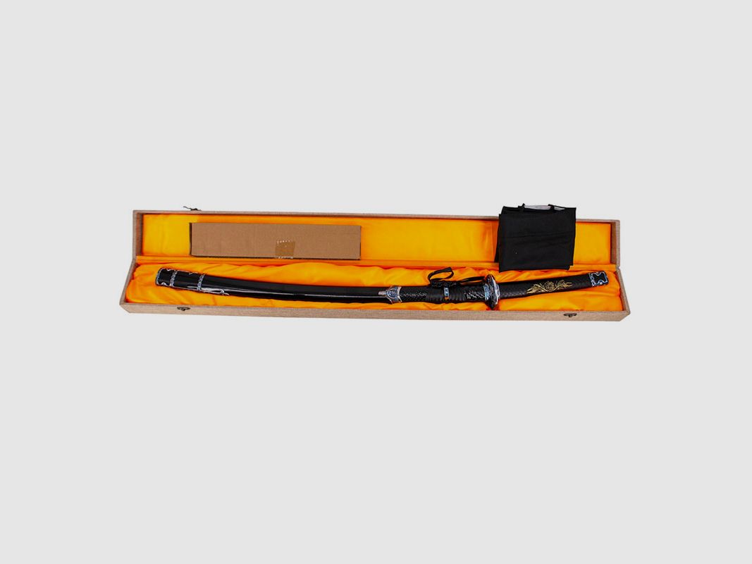 KATANA CZARNA Z NIEBIESKIMI SZCZEGÓŁAMI FUNKCJONALNA | Ostrze 101,5cm STAL, zdjęcie 4 z 4