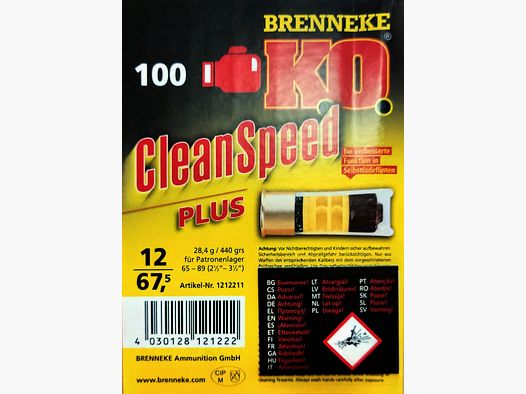 2x Brenneke Clean Speed Plus .12 .12/67 12/67,5 slug per fucile da caccia munizione tiro sportivo