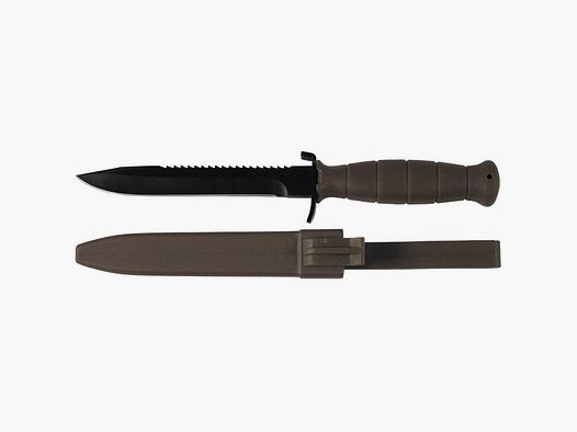 ÖBH Kampfmesser / Feldmesser 16,5/29cm MIT SÄGERÜCKEN - Glock - Nachbau - Schwarz / Oliv mit Scheide