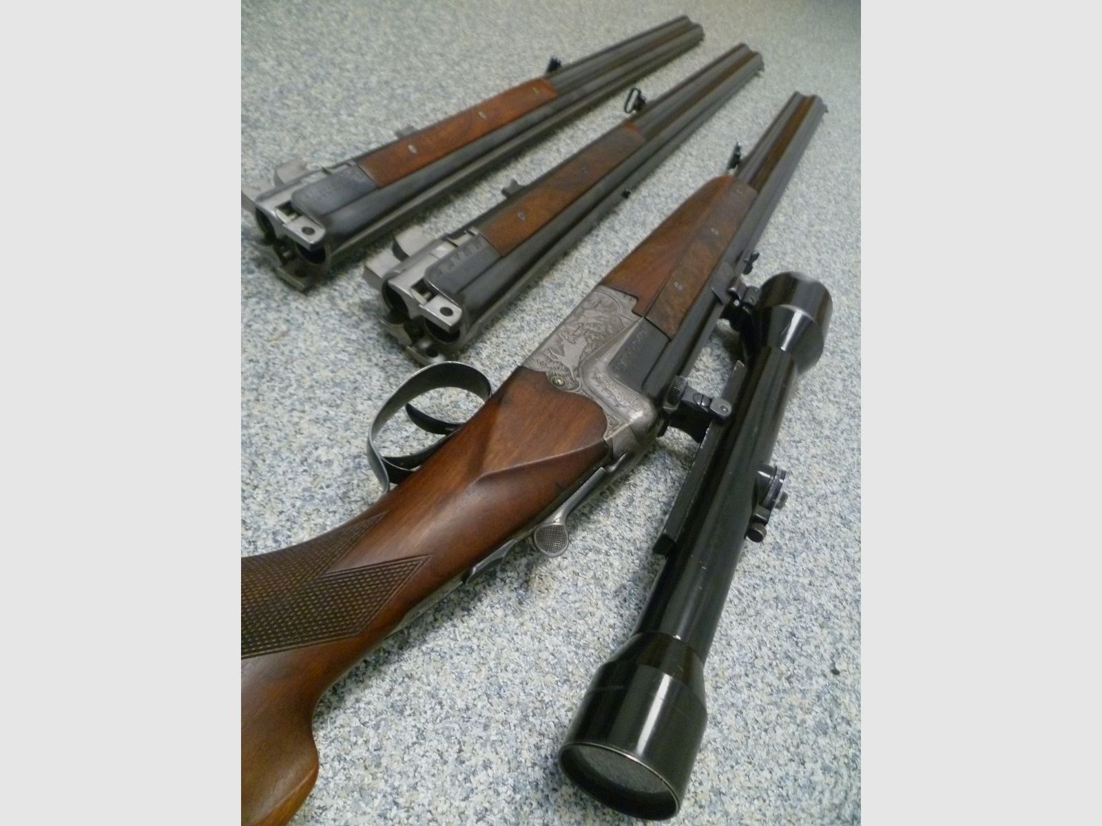 Bockbüchsflinte mit 2 BDF-Austauschläufen Merkel/Bühag/Adamy 8x57IRS & 12/70 sowie 12/70