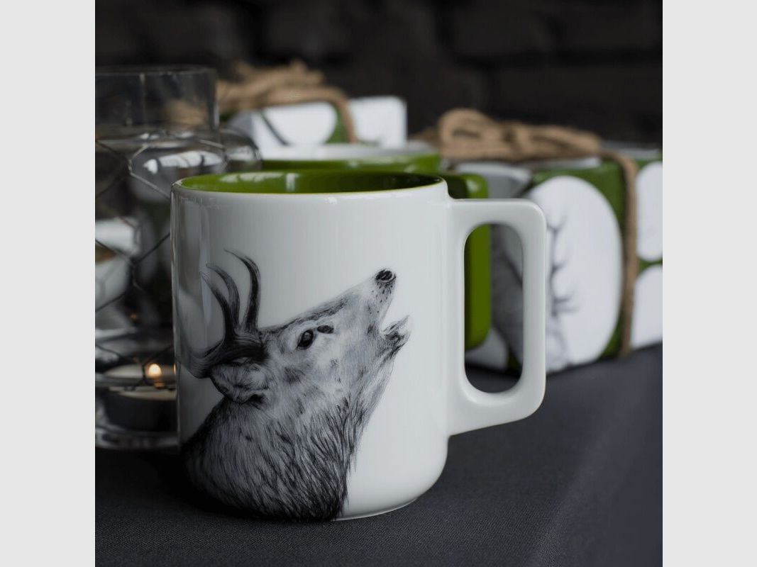 mittelpunkt. Tasse mit Henkel mit Hirschmotiv Unterm Baum 370ml