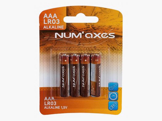 NUM'AXES - Blister 4 piles AAA LR03 alcalines 1,5 V