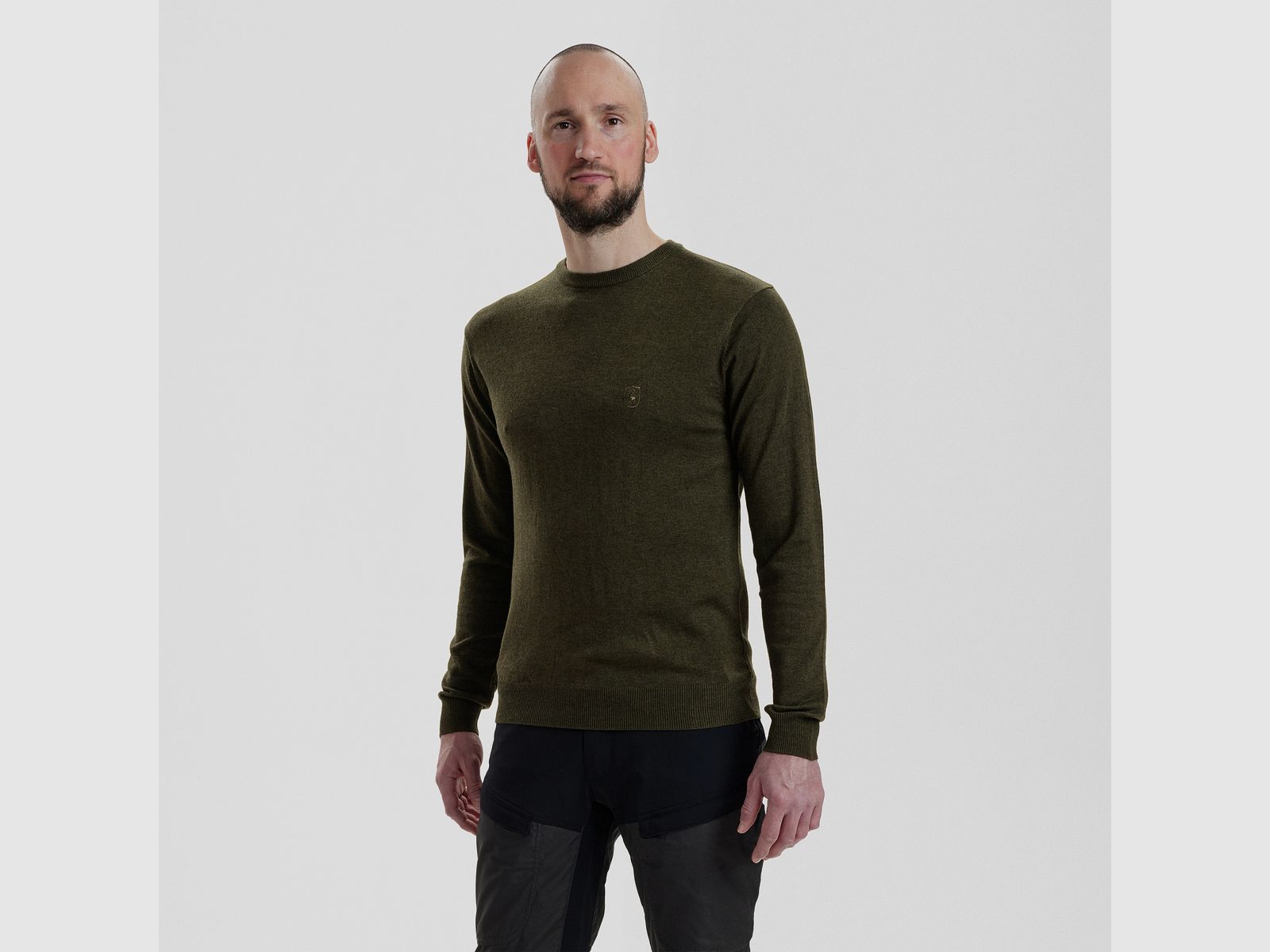 Kingston Pullover mit Rundhalsausschnitt - Green Melange – Größe: L
