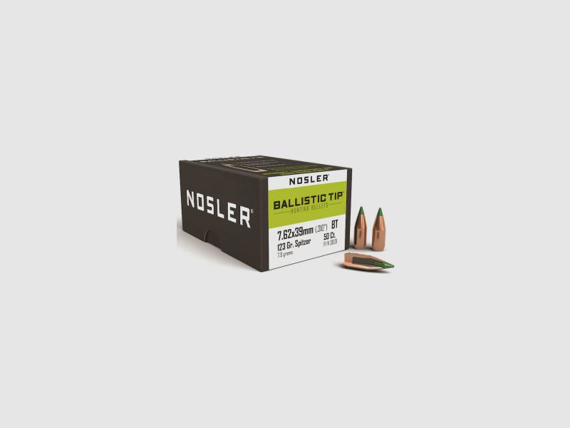 Nosler kogel 7,62x39/.310 Ballistic Tip 123GR gedeeltelijke mantel Tipped Boat Tail 50 stuks