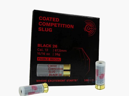 Gecoate Competitie Slug Zwart 26g 100 Schoten Kaliber 12/67,5