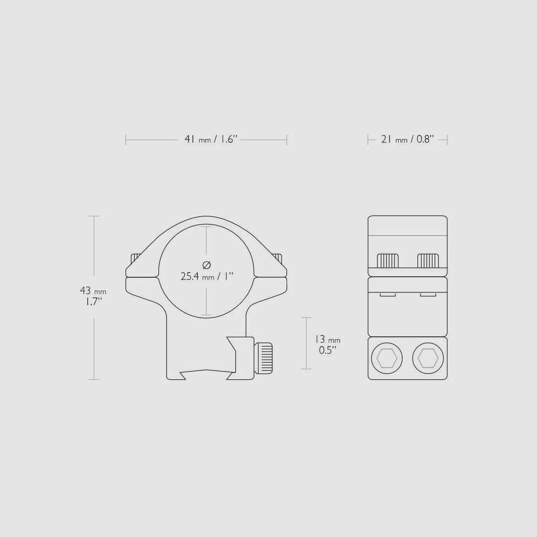 HAWKE 22101 25,4mm Ringmontage Mittel für 9-11mm Schiene Zielfernrohr Halterung