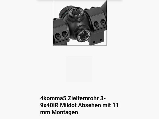 Zielfernrohr : 3-9 × 40 IR Mildot Absehen