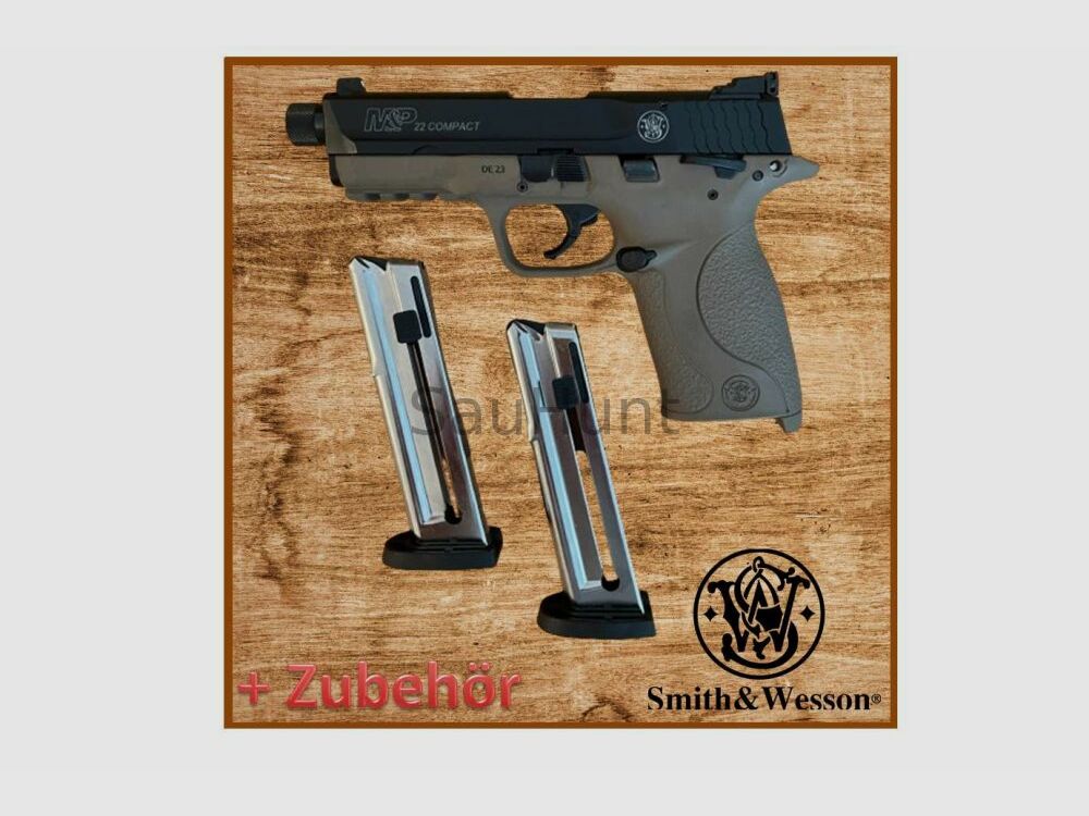 Pistole Smith & Wesson S&W Pistole Mod. M&P 22 Compact FDE-Griffstück mit Z Kaliber .22lr (Long Rifle) mit Zubehör