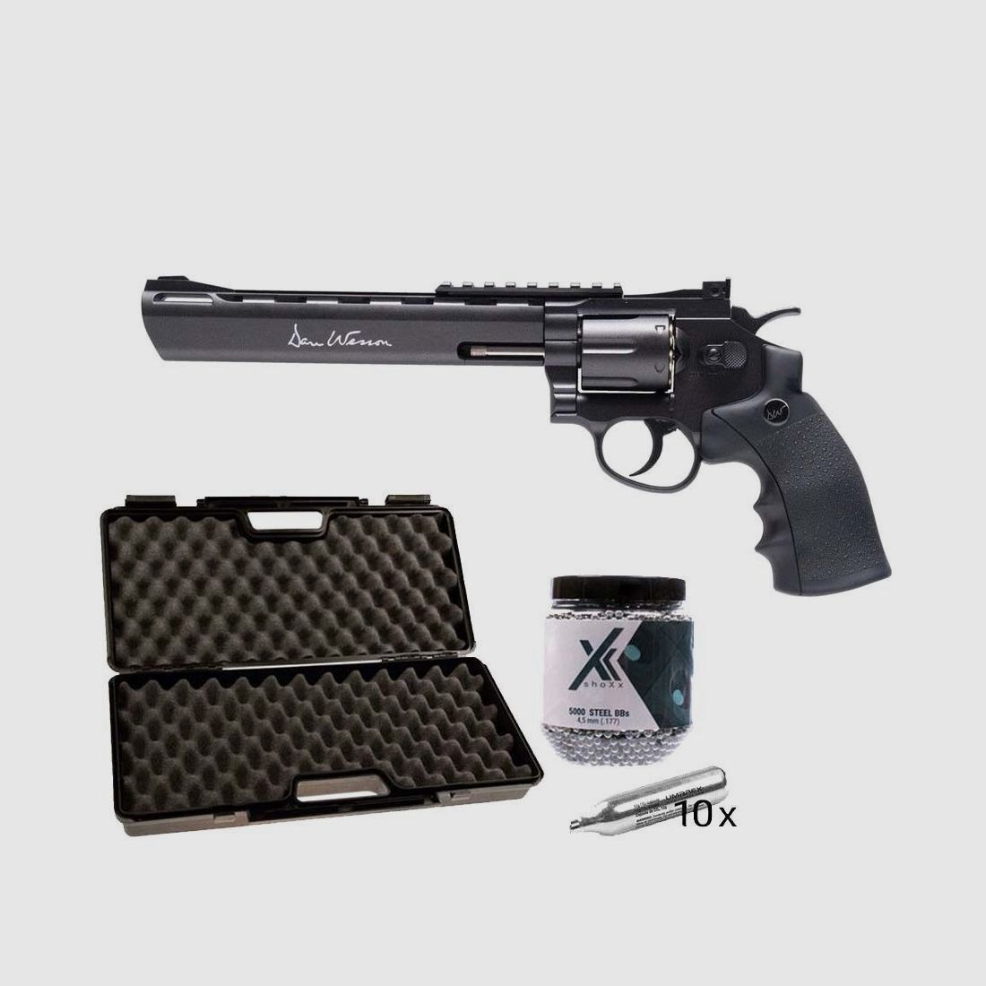 Dan Wesson Dan Wesson 8 inch zwart 4,5 mm koffer-set