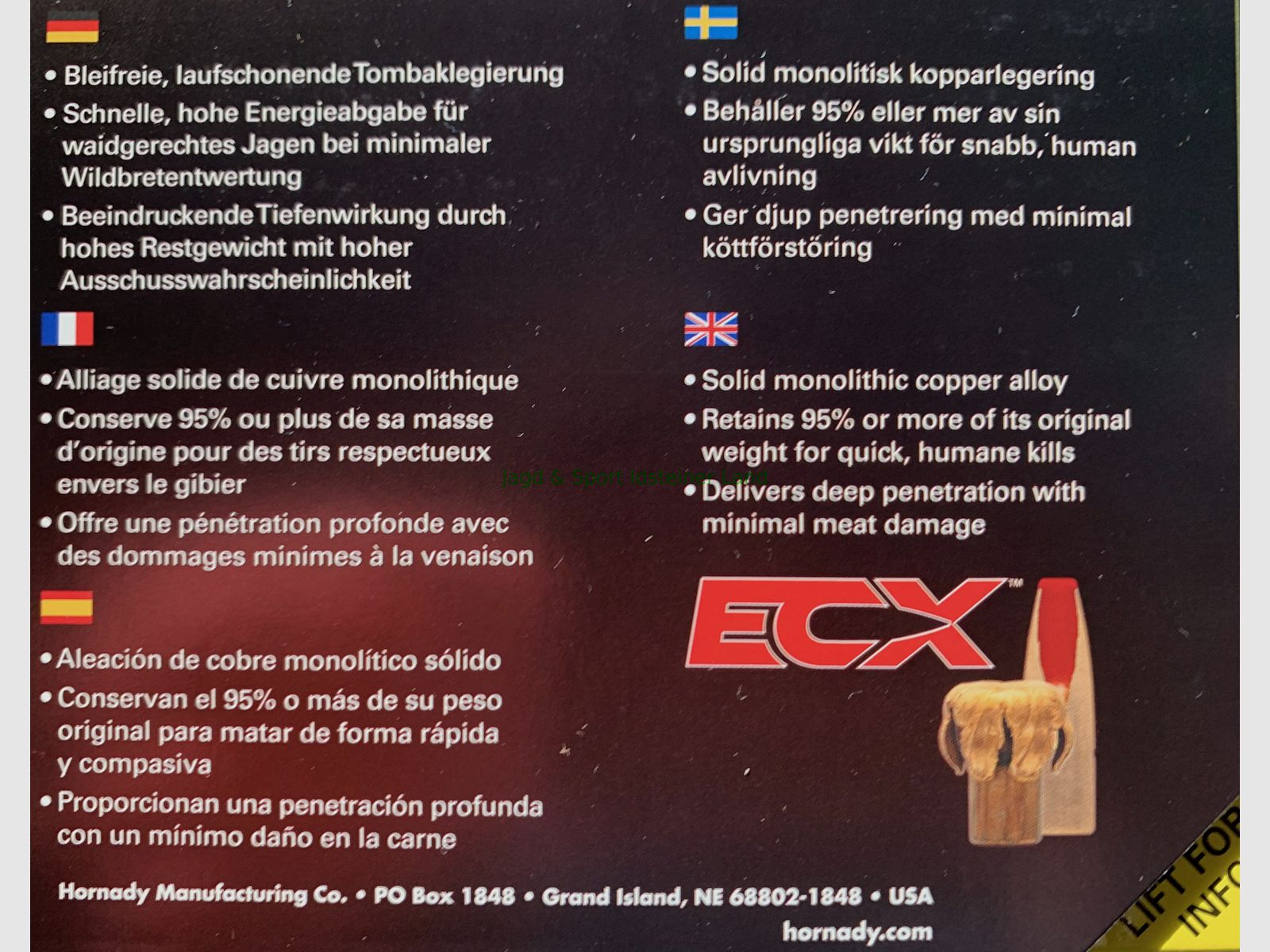 Hornady ECX - bez ołowiu - 165grs