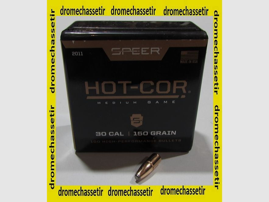 Box mit 100 Geschossen Speer Kal. 30 in 150 Grain Hot Cor SP Flachkopf, Ref. 2011
