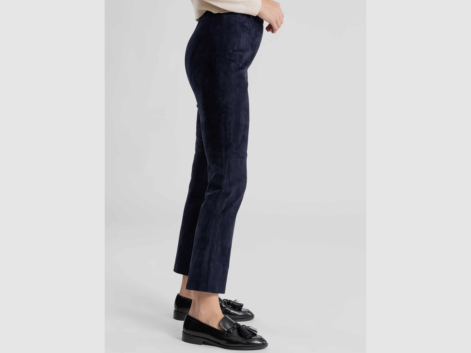 Maximilian Pantalon en Cuir Laura en Bleu Foncé, image 3 sur 3