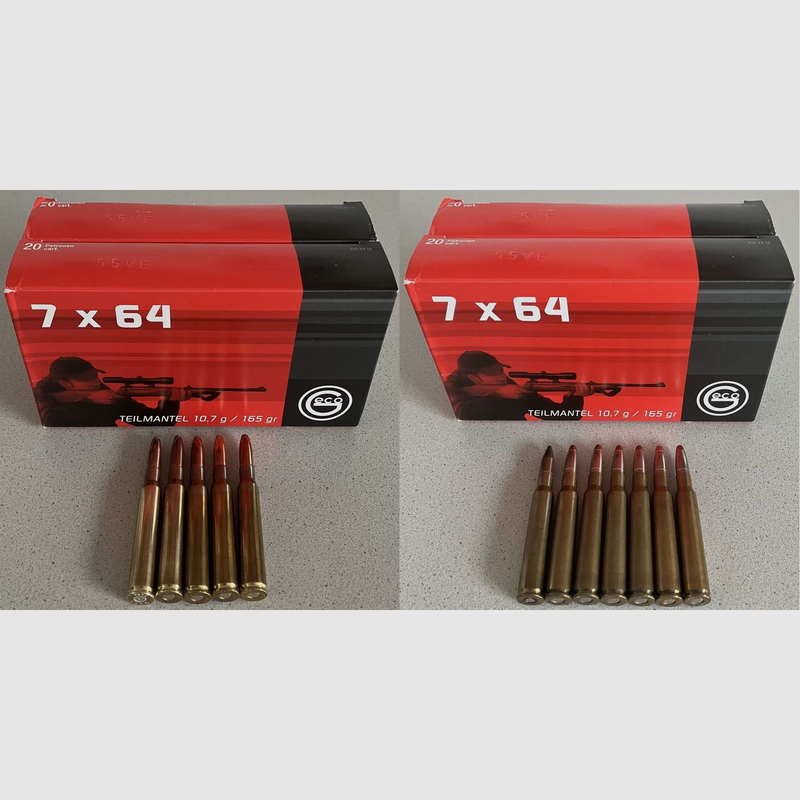 85 x Geco 7x64 Teilmantel Softpoint Bullet 10,7g / 165gr & RWS 7x64