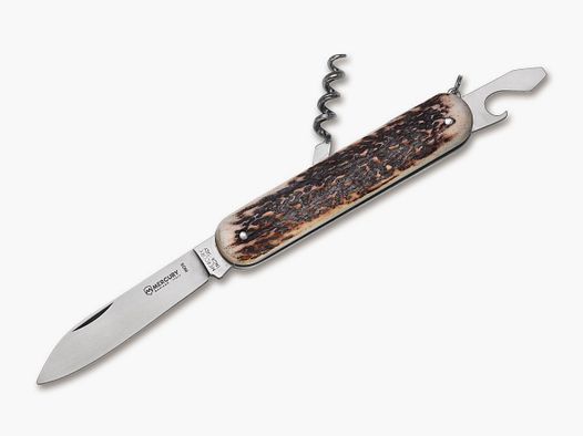 Coltello multiuso 913-3AC manico in corno di cervo cavatappi conforme 42a legale da portare