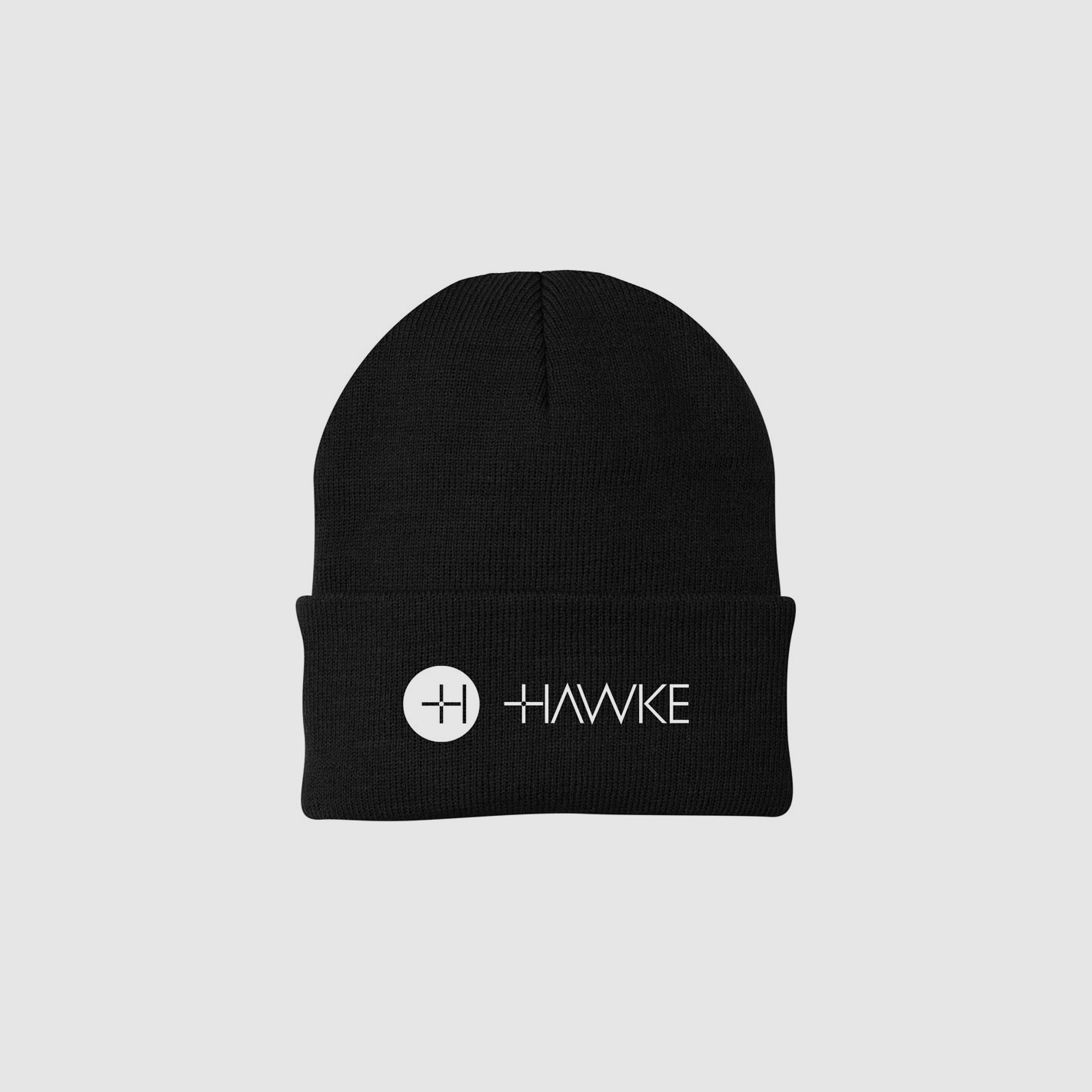 Hawke Strickmütze schwarz mit gesticktem Logo