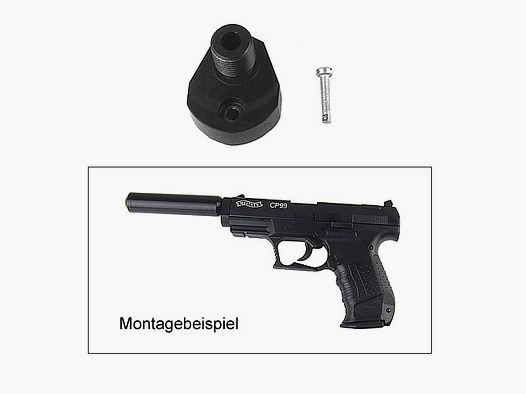 SchalldĂ¤mpferadapter fĂĽr CO2 Pistole Walther CP99 1/2 Zoll UNF