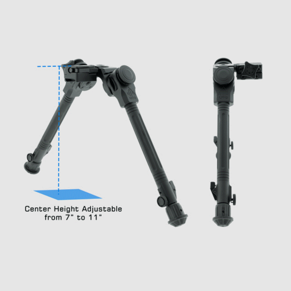 UTG Over Bore Bipod, 7″-11″ Center Height, Picatinny, image 2 of 15