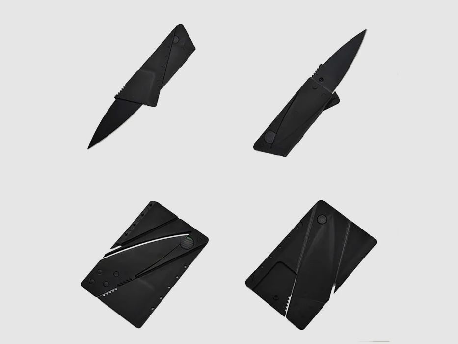 Tarjeta de seguridad cuchillo plegable con estuche de cuero sintético