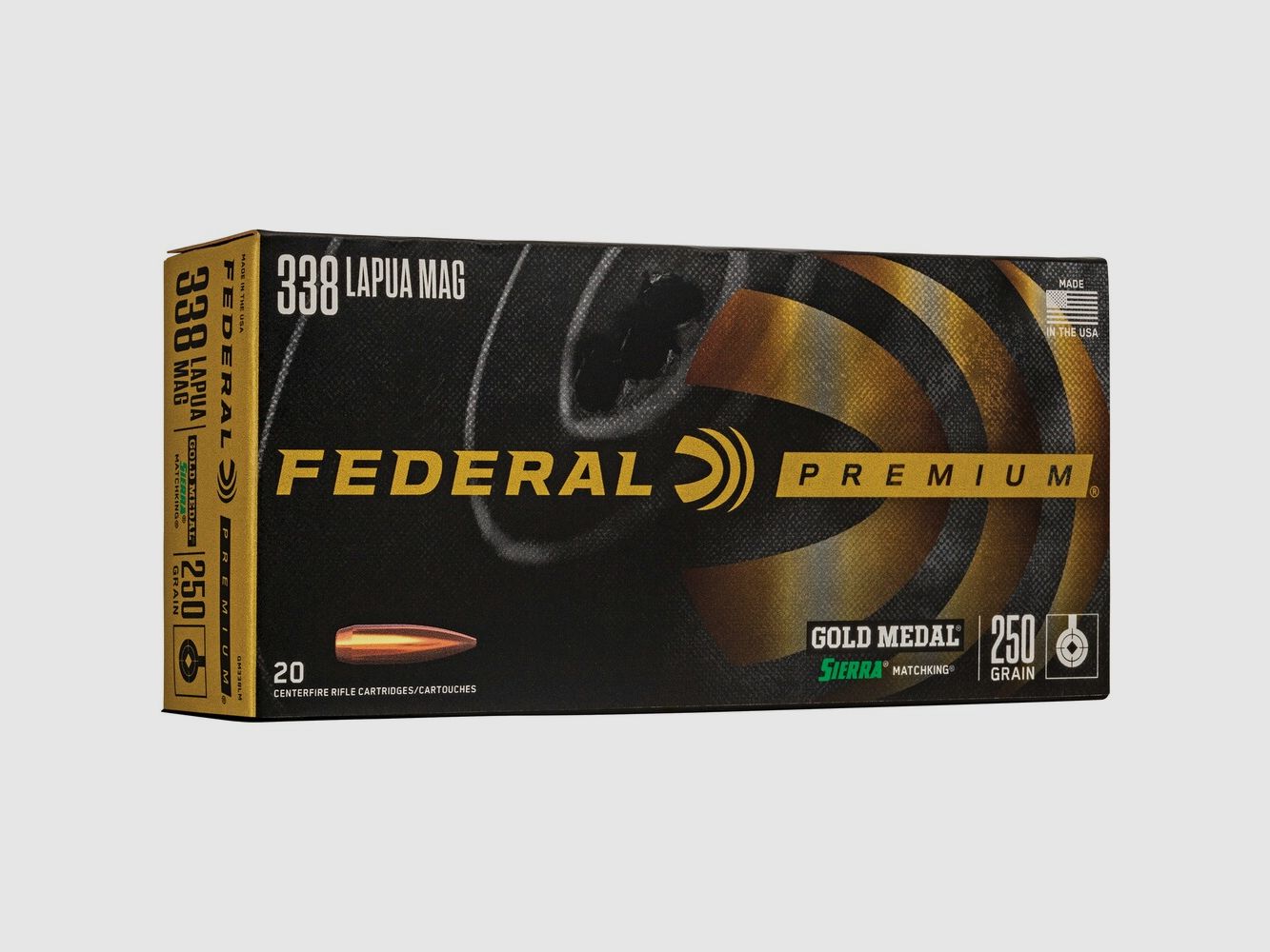 Federal Munitie .338 Lapua Mag. Premium Gold Medal Sierra Match King 16,2g/250grs., afbeelding 1 van 2