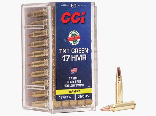 CCI TNT Green .17 HMR 16GR HP 50 cartridges