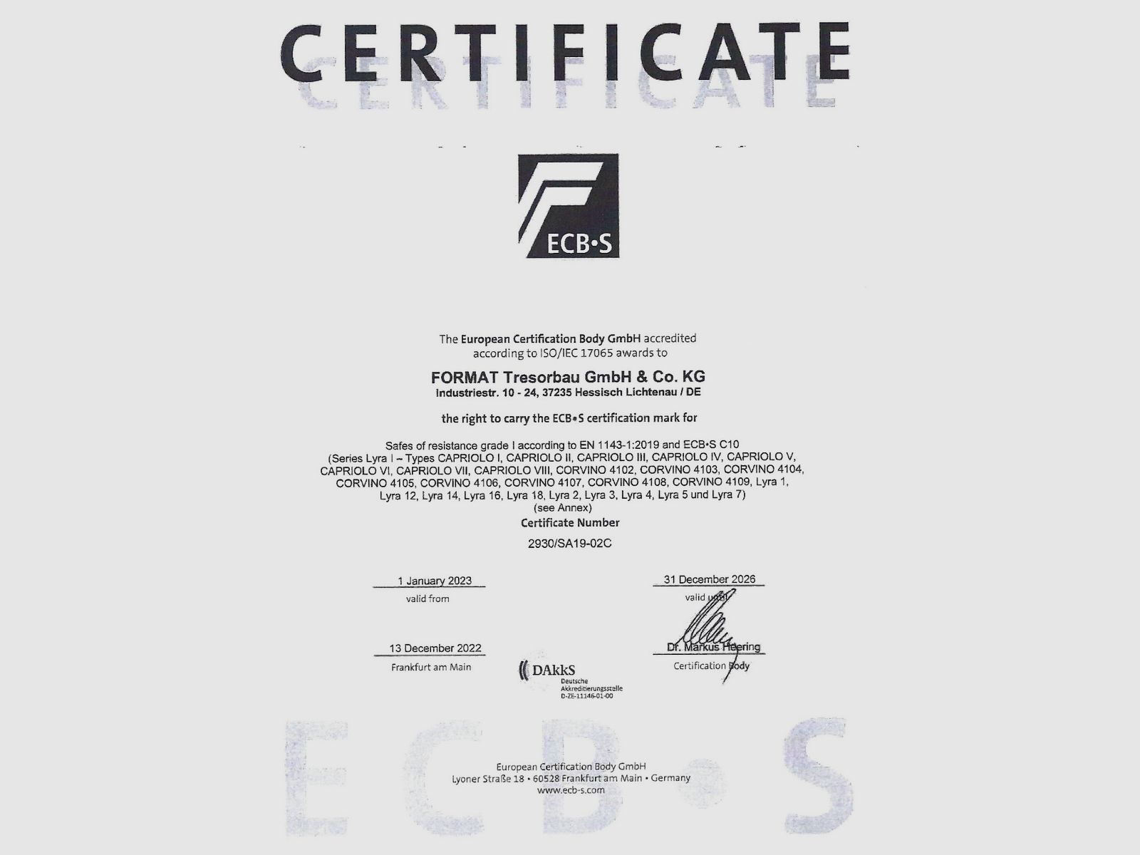 Sejf na broń Eisenbach Klasa 1 z zamkiem elektronicznym EN 1143-1