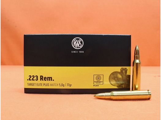 RWS cartridge .223Rem RWS 77grs HPBT (2403868) VE 20 cartridges (Target Elite Plus)/ 5.0g hollow point match