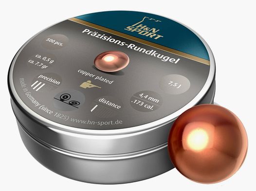 Haendler & Natermann 2003832 4,4mm Rundkugeln verkupfert 0,5g für Luftgewehre 750 Stück .173 cal.