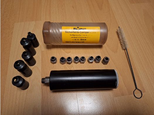 Röhm Sicherheitskompensator/Schalldämpfer Set mit Adaptern und Abschussbechern