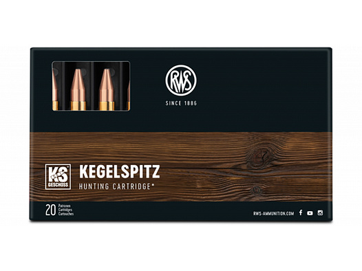 20 Schuss RWS .308 WIN KS Kegelpitz 9,7g 150gr zuverlässige STOPPWIRKUNG Munition JAGD Teilmantel