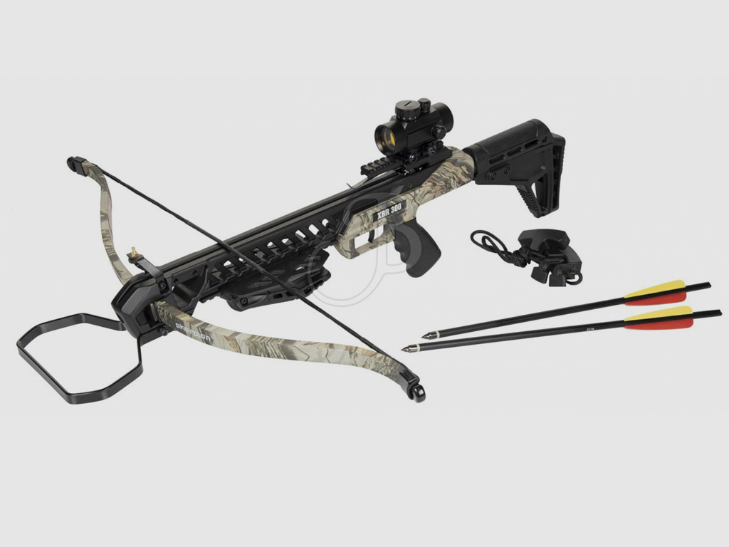 Recurve Armbrust Skorpion XBR 300 camo 175 lbs Red Dot 2 Pfeile und ZubehĂ¶r (P18)