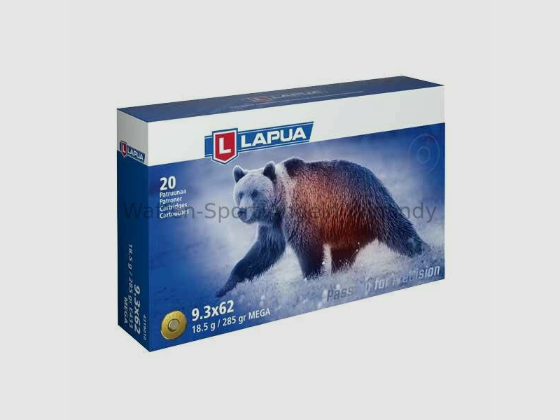 LAPUA	 9,3X62 MEGA 18,5g/285gr 20er - nur noch 10 Packungen