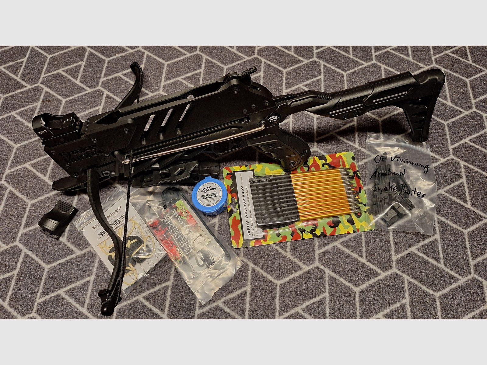 Pistola de ballesta "Snake Hunter" 7 disparos cargador/Punto Rojo/Bolsa-NUEVO!