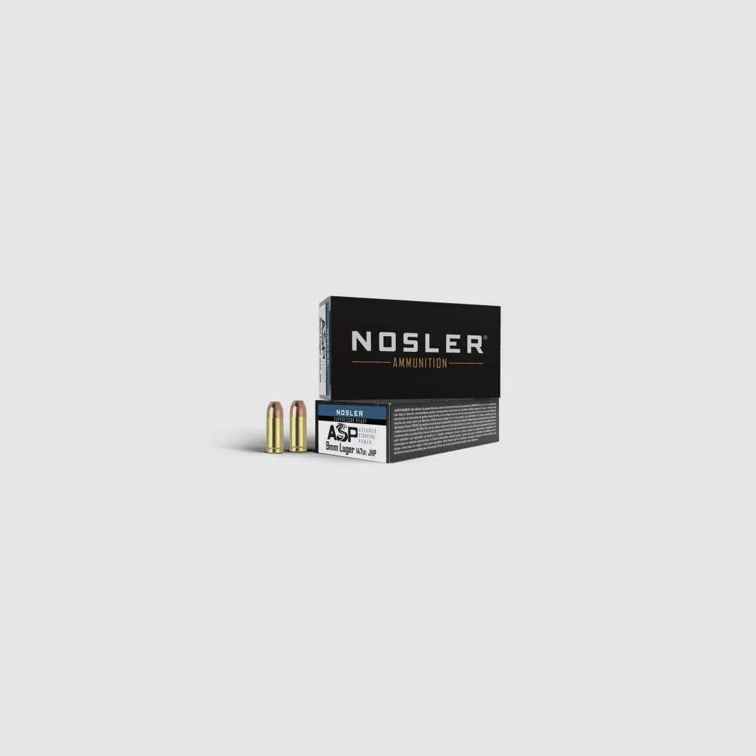 Cartucce per pistola Nosler ASP, pronte per il silenziatore (147 grs./9,53 g JHP), confezione da 50 colpi