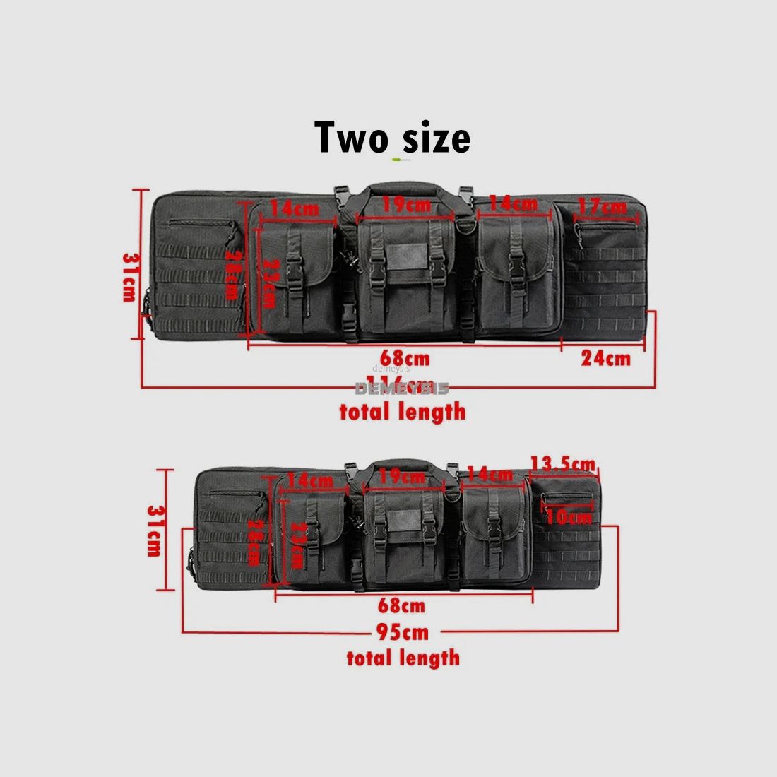 <Tekst>Tactische MOLLE-wapentas voor 2 geweren – 600D Oxford – Rugzak & tas – 95 cm / 116 cm – Airsoft, jacht, schietsport</Tekst>