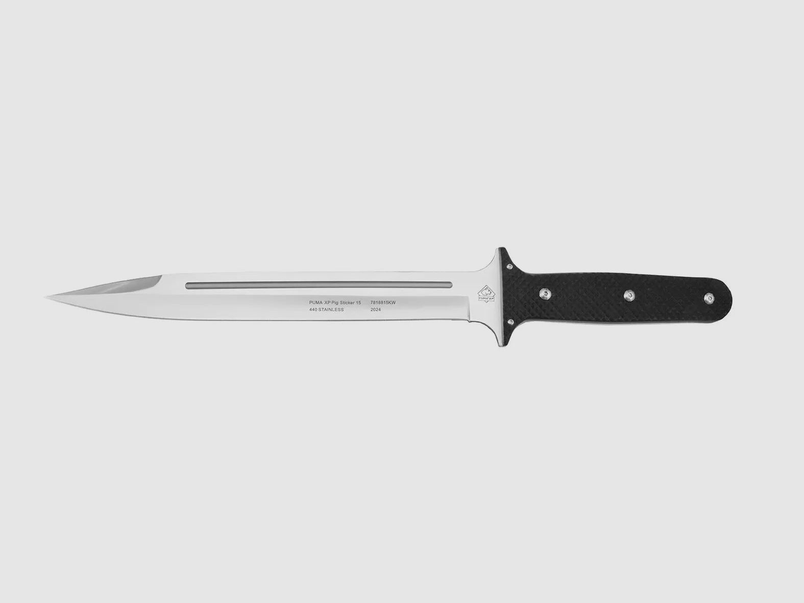 PUMA XP pig sticker 15, Abfangmesser, Pakkaholz schwarz mit Fischhaut, Kydex Scheide