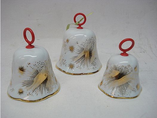 Glockensatz goldene Sterne - 3-er Set, aus Porzellan