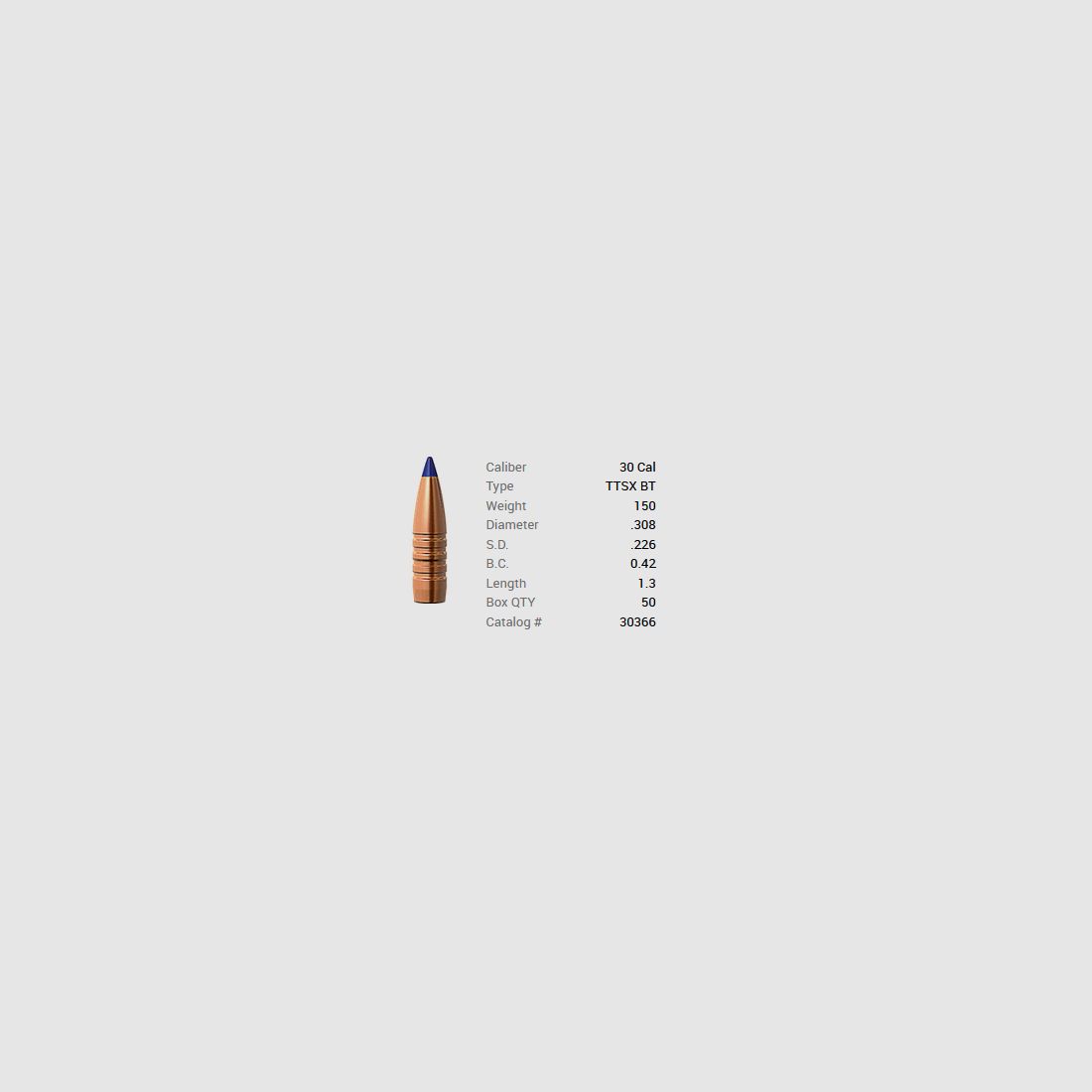 Barnes Geschoss .30/.308 150GR Tipped TSX BT 50 Stück
