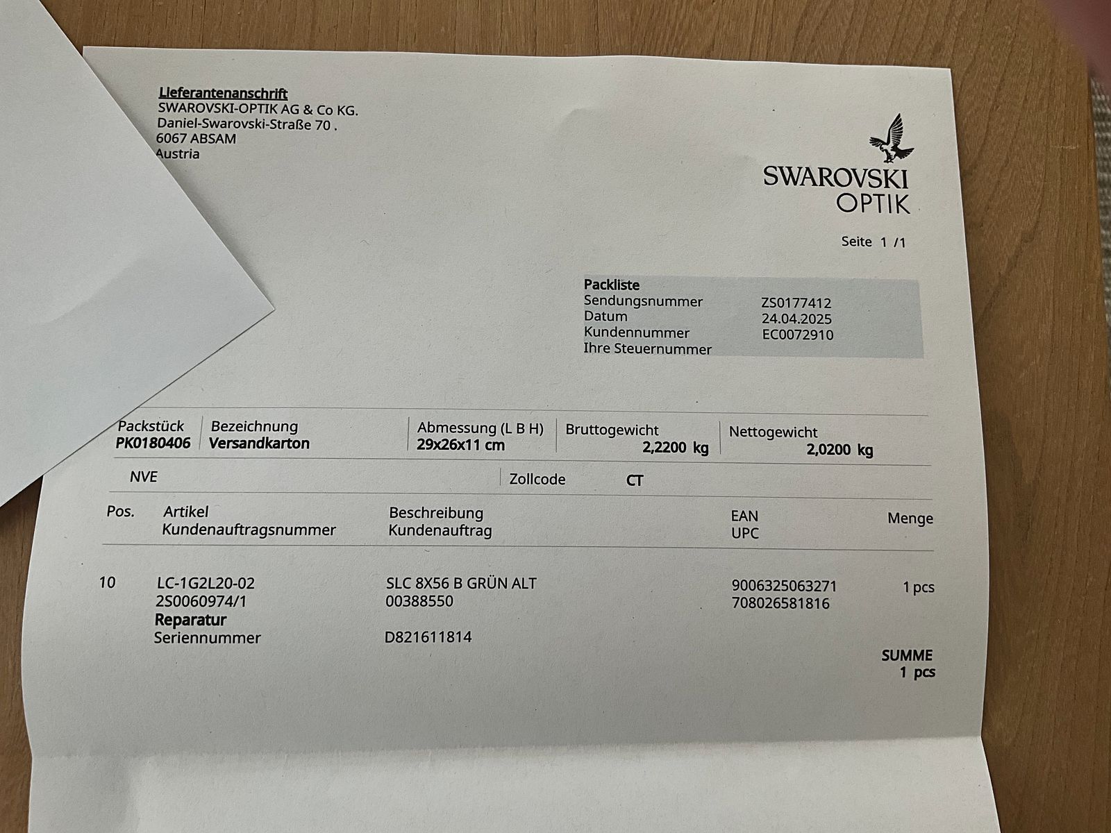 Swarowski SLC 8x56 B